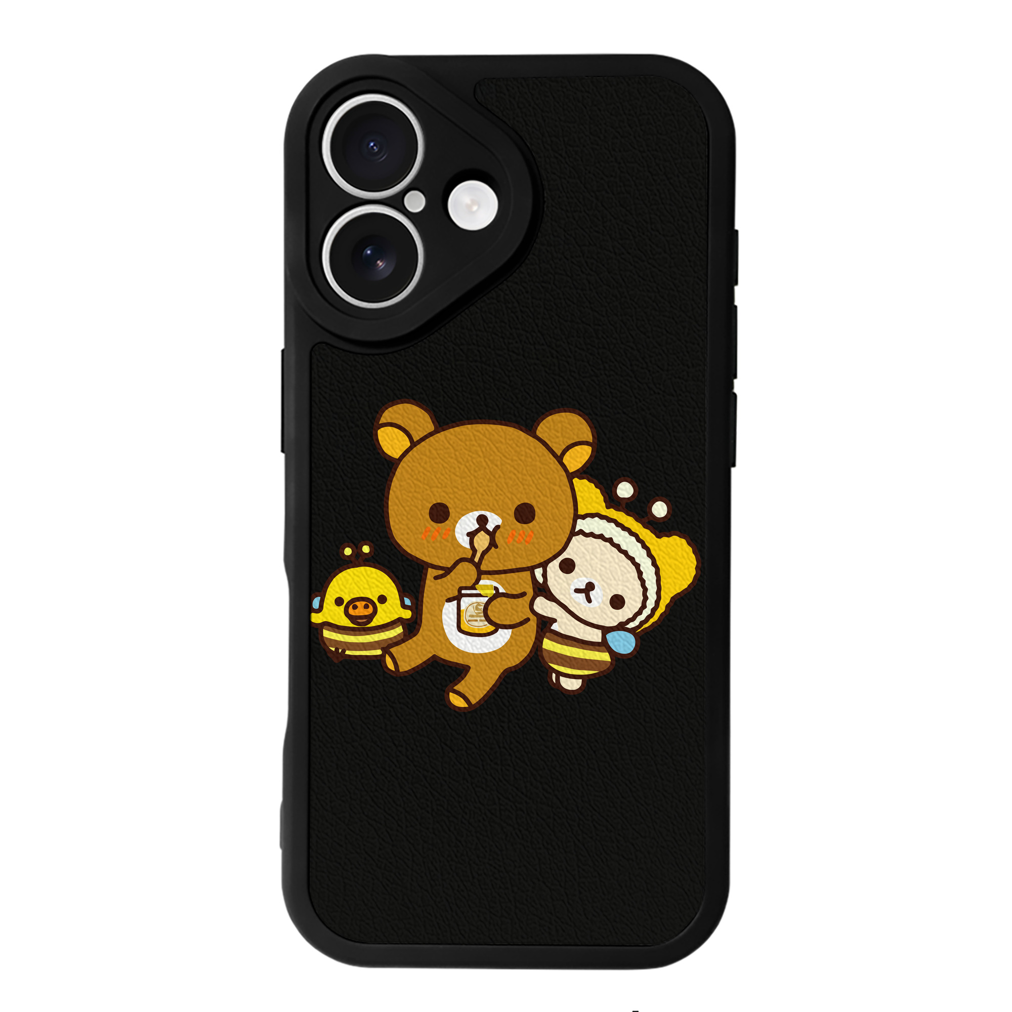 （画像用） リラックマ リラックマ キイロイトリ Rilakkuma Korilakkuma Kiiroitori 【iPhone 16シリーズ対応】シリコンスマホケース（レザー調） 材質：シリコン